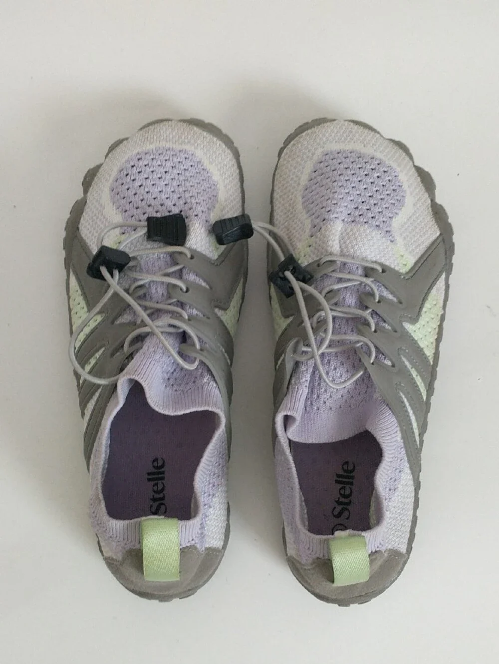 Stelle Big Kid's Lightweight Knit Slip-On Water Shoes. Lavender and Gray. SIZE 5